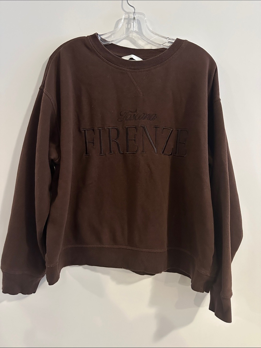 H&M FIRENZE Embroidered Crewneck Sweatshirt - Chocolate Brown